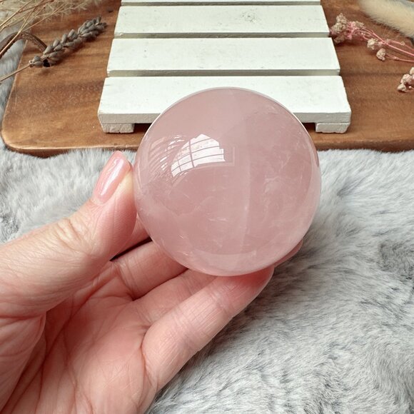 Rose Quartz Sphere - Picture 3 of 9